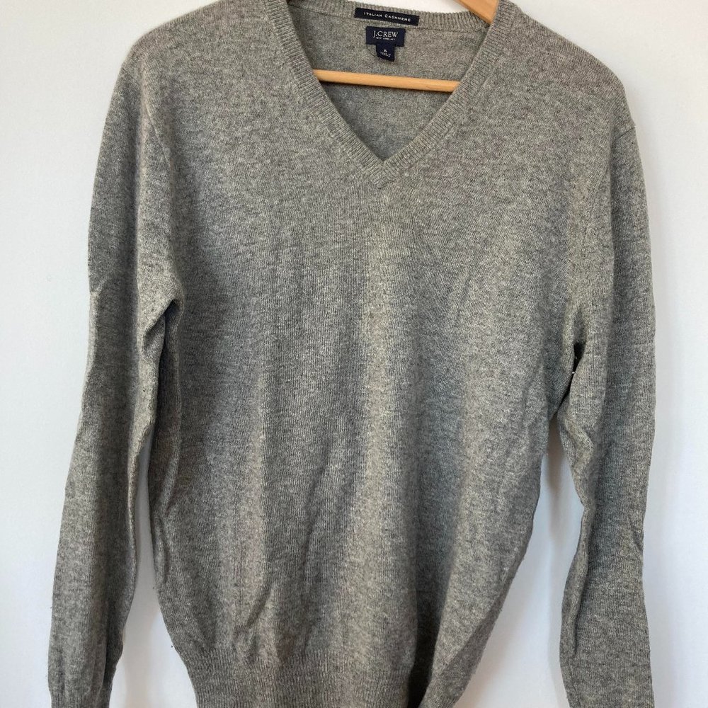 J Crew Cashmere V-Neck Sweater - Grey